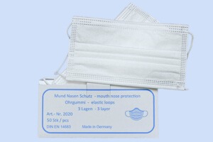 Mundschutz aus Vliesstoff made in Germany - geprüft nach DIN EN 14683 Typ IIR